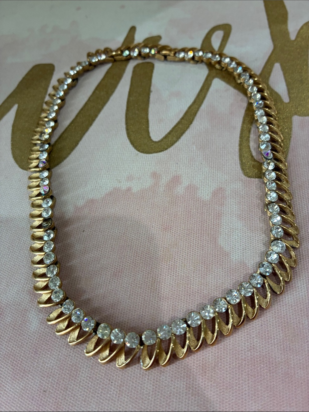 Gold-Tone Crystal Statement Necklace - Elegant Women's Jewelry